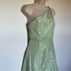 Vintage Y2K green one shoulder Formal Dress (HHH)